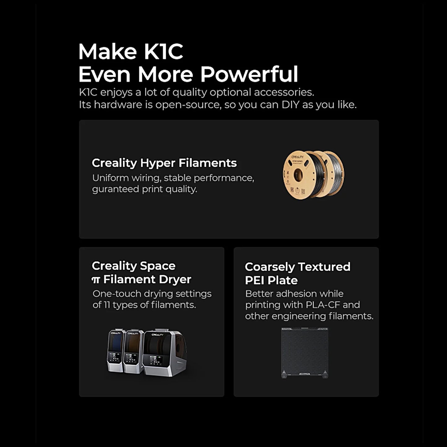 Creality K1C 3D Printer 600mm/s High Speed FDM 3D Printers Print Size 220x220x250mm with Al Camera Observant All-Metal Hot Kit