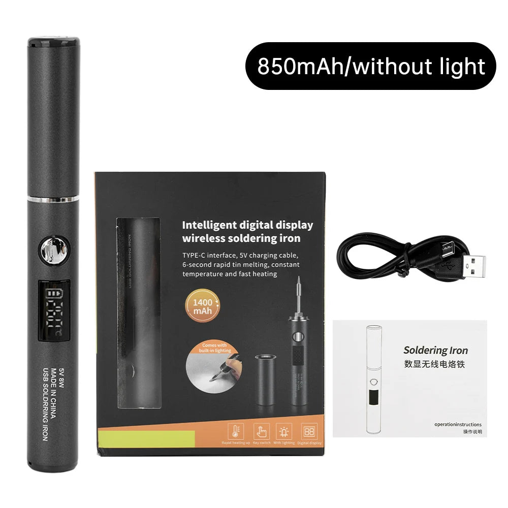 USB Rechargeable Soldering Iron – Wireless Electric Solder Iron with 5-Speed Temperature Control, Fast Charging & Replaceable Tips