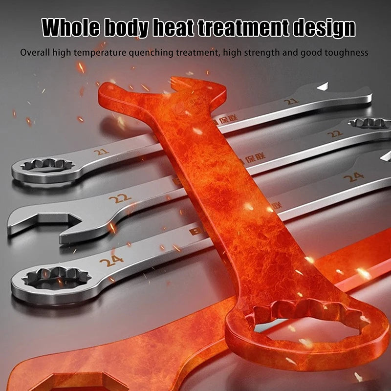 3mm Ultra-Thin Dual-Purpose Wrench – Large Open-End & Plum Wrench for Automotive, Bike & Machinery Repairs (4mm–32mm)