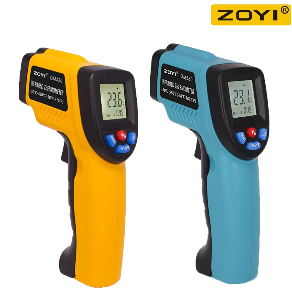 GM320 Infrared Thermometer – Non-Contact Digital Laser Temperature Gun (-50°C to 380°C) with LCD Display & Adjustable Emissivity