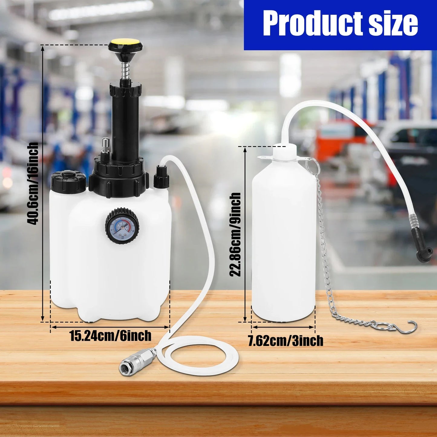 L Manual Brake Bleeder Kit – One-Person Brake & Clutch Fluid Bleeding Tool with Pressure Gauge, 4 Adapters & Waste Oil Bottle