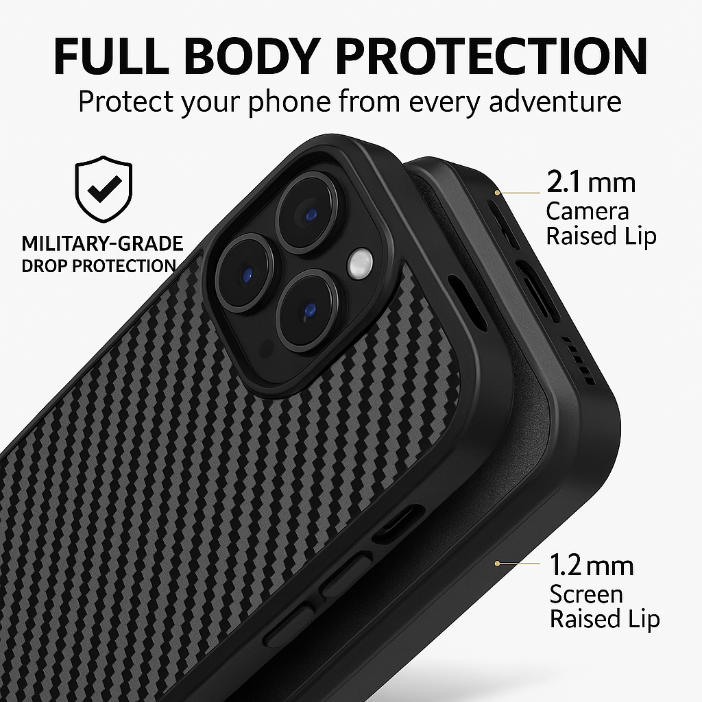 Premium Forged Carbon Fiber iPhone Case – Sleek, Durable & Magnetic-Mount Ready