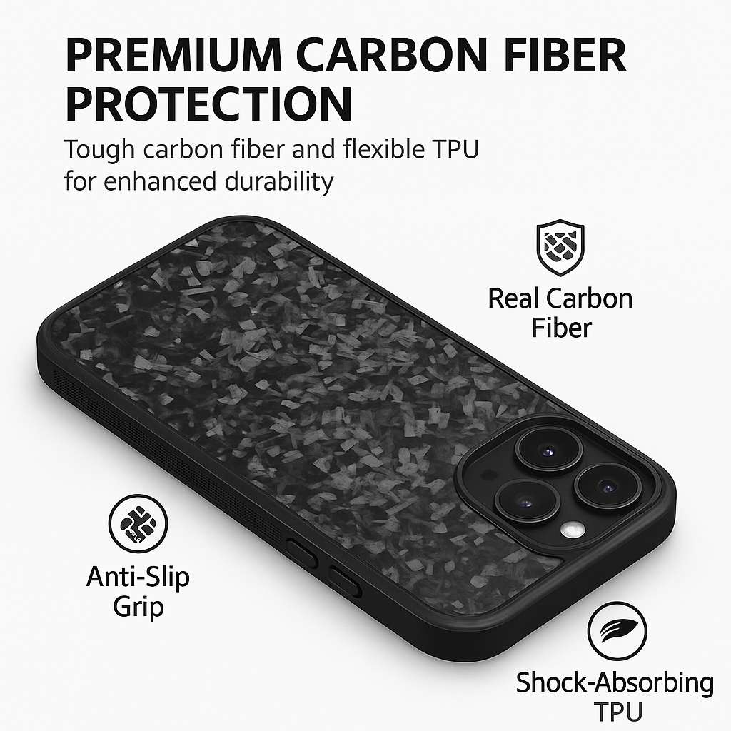 Premium Forged Carbon Fiber iPhone Case – Sleek, Durable & Magnetic-Mount Ready