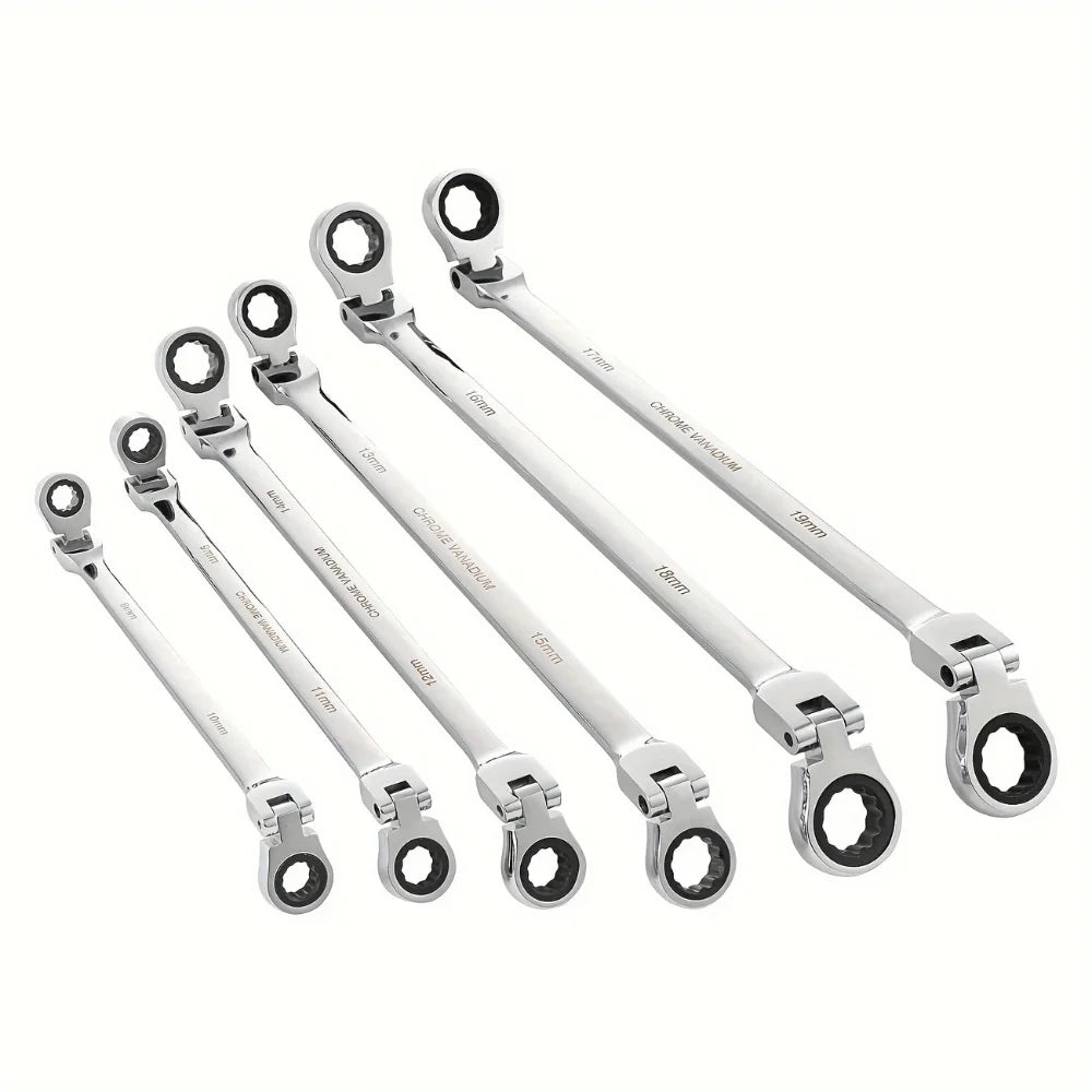 Extra Long Flex-Head Ratcheting Wrench Spanners for Car & Bike, Automotive & Garage Tools
