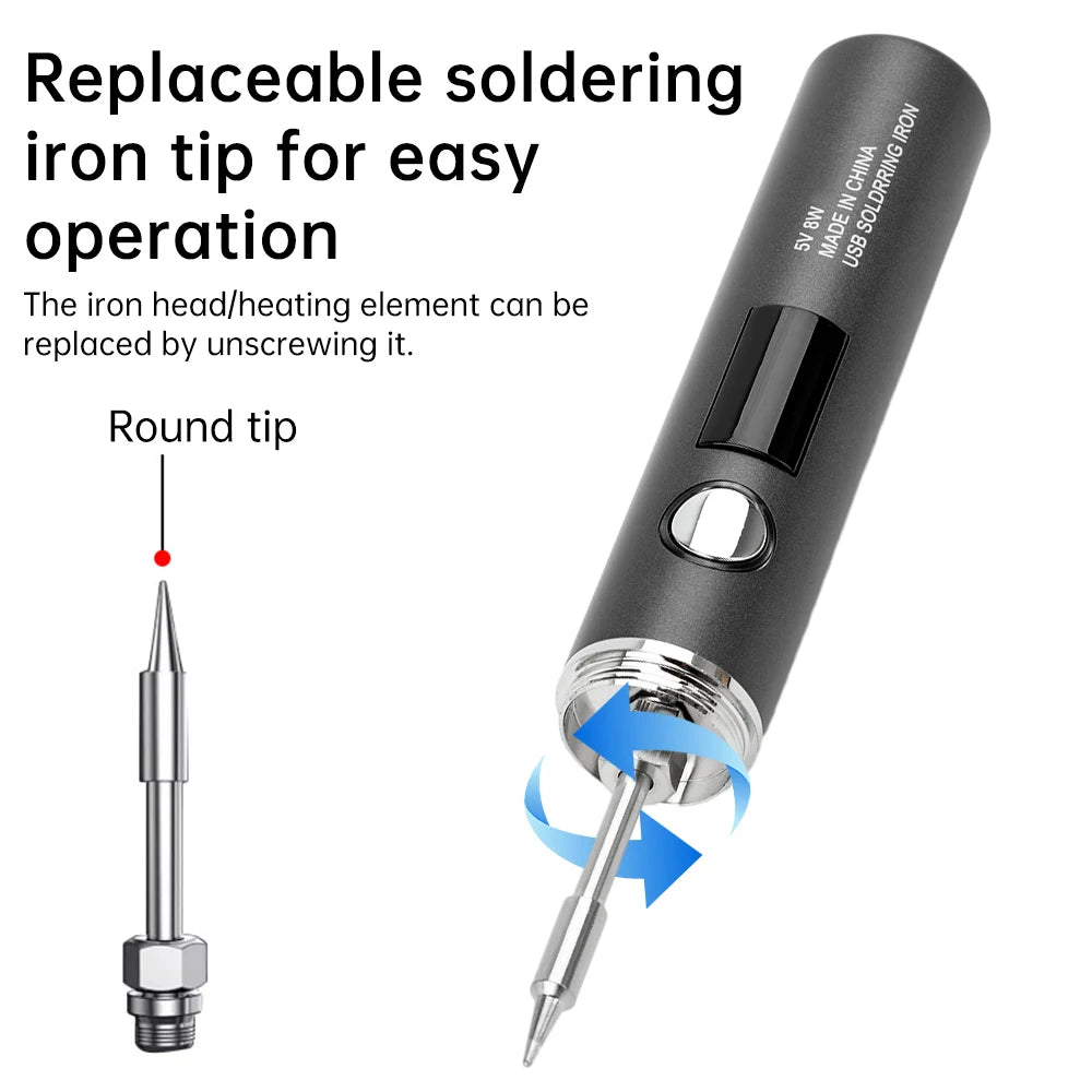 USB Rechargeable Soldering Iron – Wireless Electric Solder Iron with 5-Speed Temperature Control, Fast Charging & Replaceable Tips