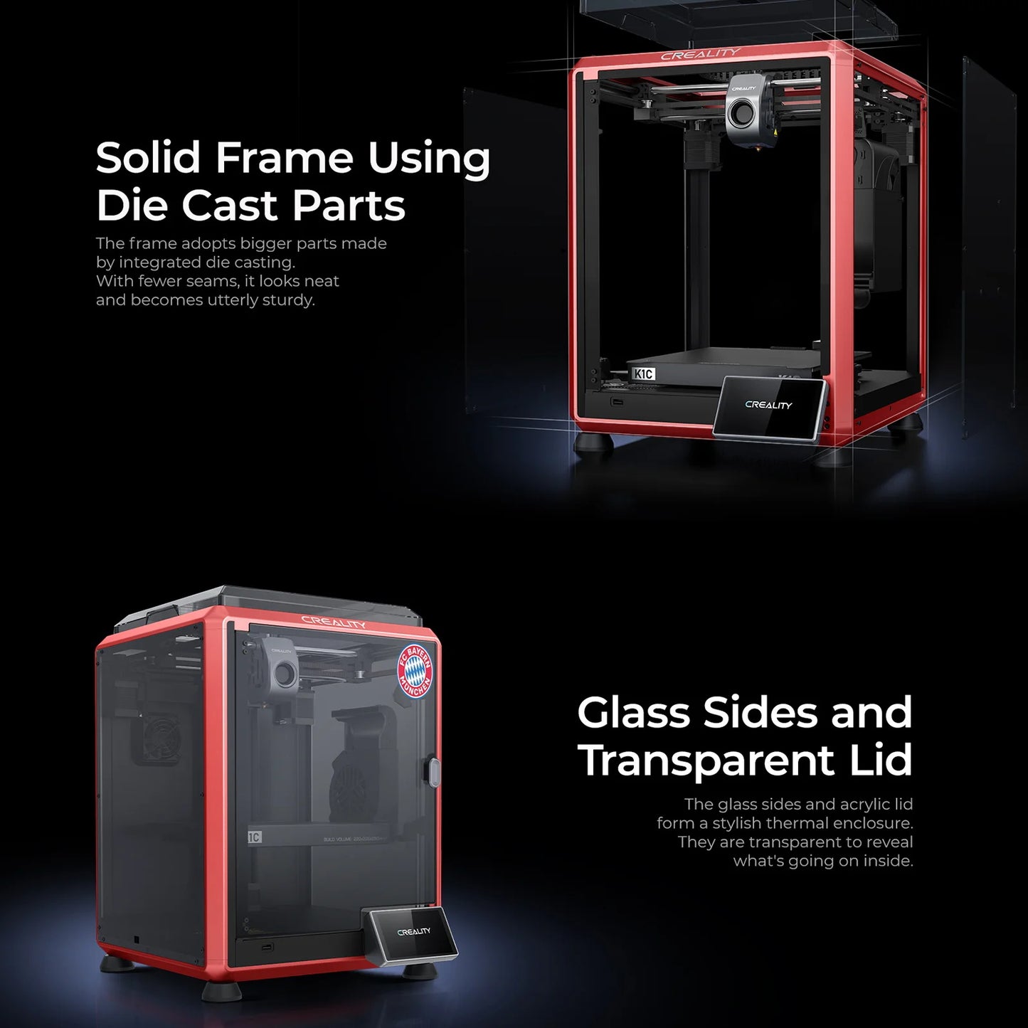 Creality K1C 3D Printer 600mm/s High Speed FDM 3D Printers  Print Size 220x220x250mm with Al Camera Observant All-Metal Hot Kit