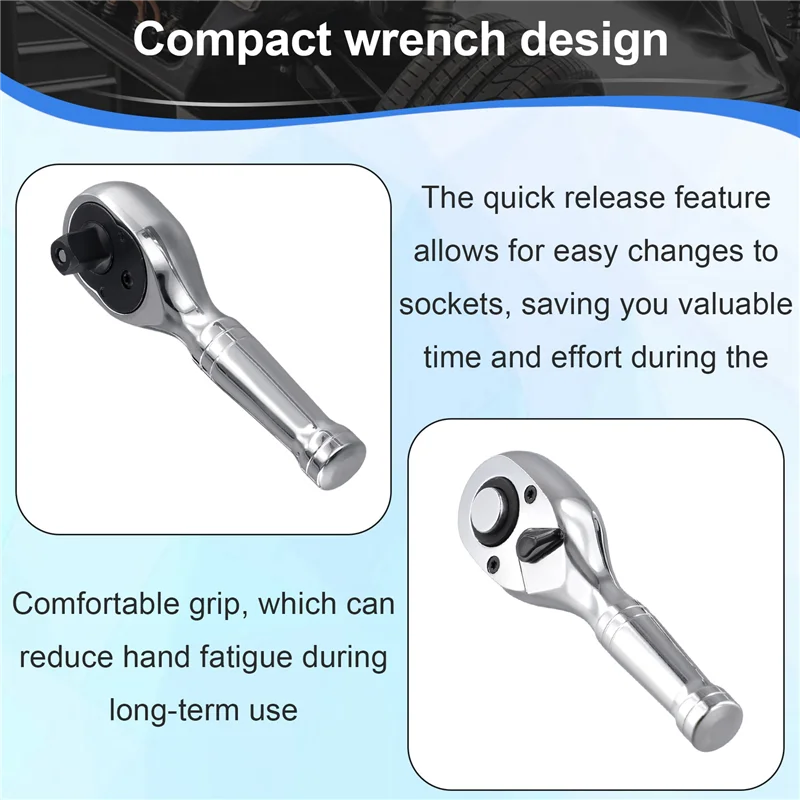 3PCS Mini Ratchet Wrench Set – Double-Headed Quick Release Socket Wrenches with 72-Tooth Mechanism for Car, Bike & Home Repairs
