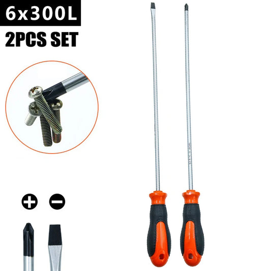 12-Inch Extra Long Magnetic Screwdriver – Heavy-Duty Cross & Slotted Options for Hard-to-Reach Areas