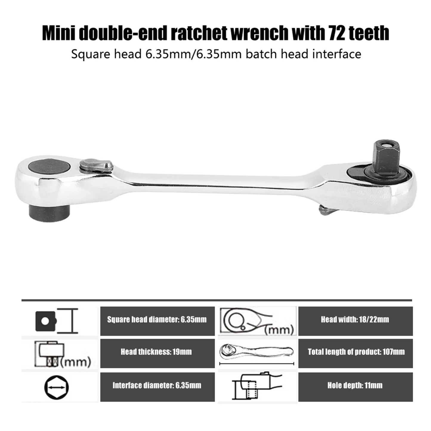 1/4" Mini Ratchet Socket Wrench – Hex Torque Screwdriver Wrench with 72-Tooth Gear for Car, Bike & Machinery Repairs