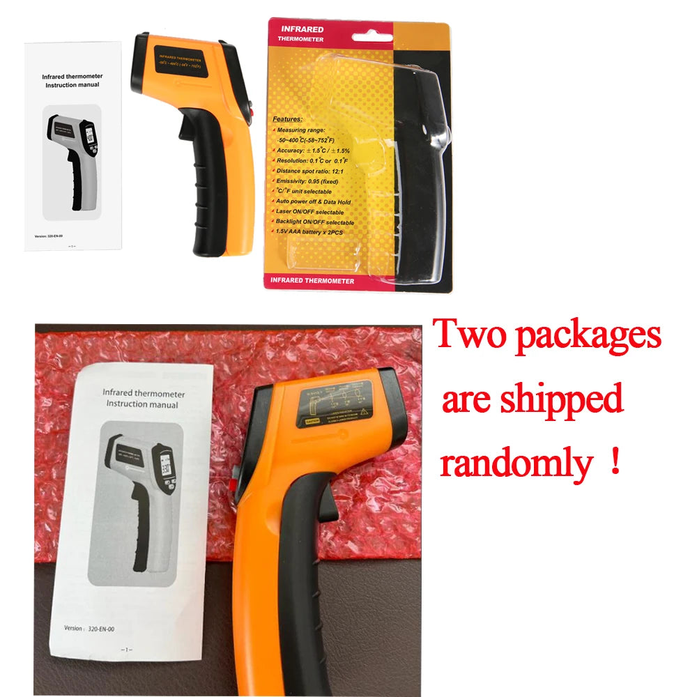 GM320 Infrared Thermometer – Non-Contact Digital Laser Temperature Gun (-50°C to 380°C) with LCD Display & Adjustable Emissivity