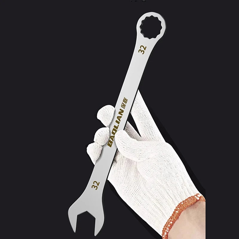 3mm Ultra-Thin Dual-Purpose Wrench – Large Open-End & Plum Wrench for Automotive, Bike & Machinery Repairs (4mm–32mm)