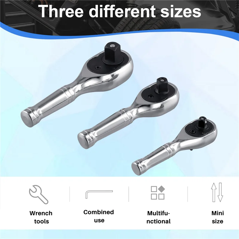 3PCS Mini Ratchet Wrench Set – Double-Headed Quick Release Socket Wrenches with 72-Tooth Mechanism for Car, Bike & Home Repairs