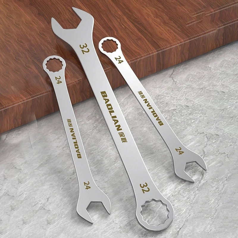 3mm Ultra-Thin Dual-Purpose Wrench – Large Open-End & Plum Wrench for Automotive, Bike & Machinery Repairs (4mm–32mm)