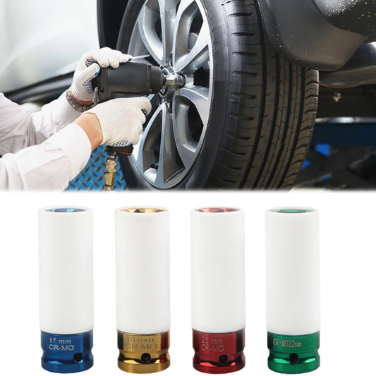 Pneumatic Wrench Tire Protection Impact Socket – 1/2-Inch Drive Wheel Nut Sleeve for 17mm, 19mm, 21mm & 22mm Lug Nuts
