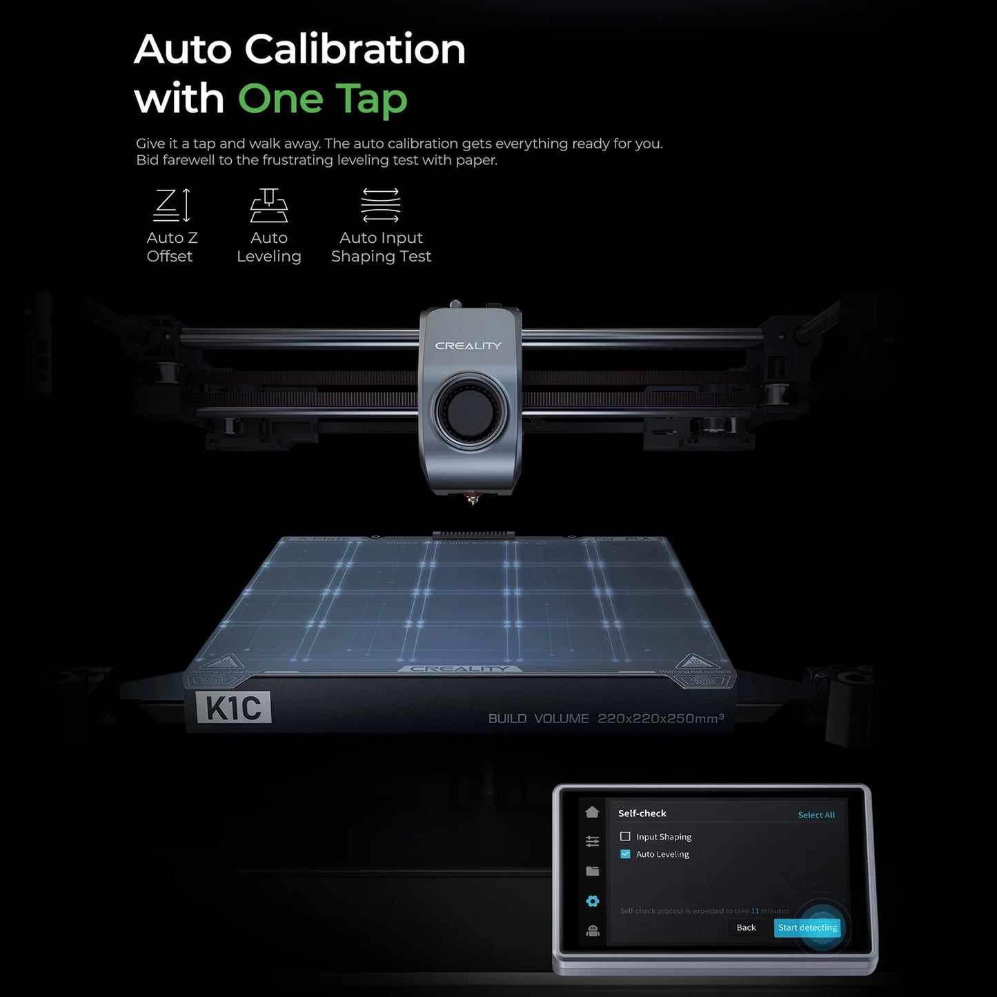 Creality K1C 3D Printer 600mm/s High Speed FDM 3D Printers  Print Size 220x220x250mm with Al Camera Observant All-Metal Hot Kit