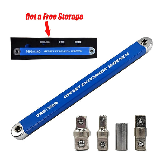 Adjustable Offset Extension Wrench Set – 15-Inch Tight Reach Ratchet Wrench with 3 Adapters & Drill Drive for Automotive & Mechanical Repairs