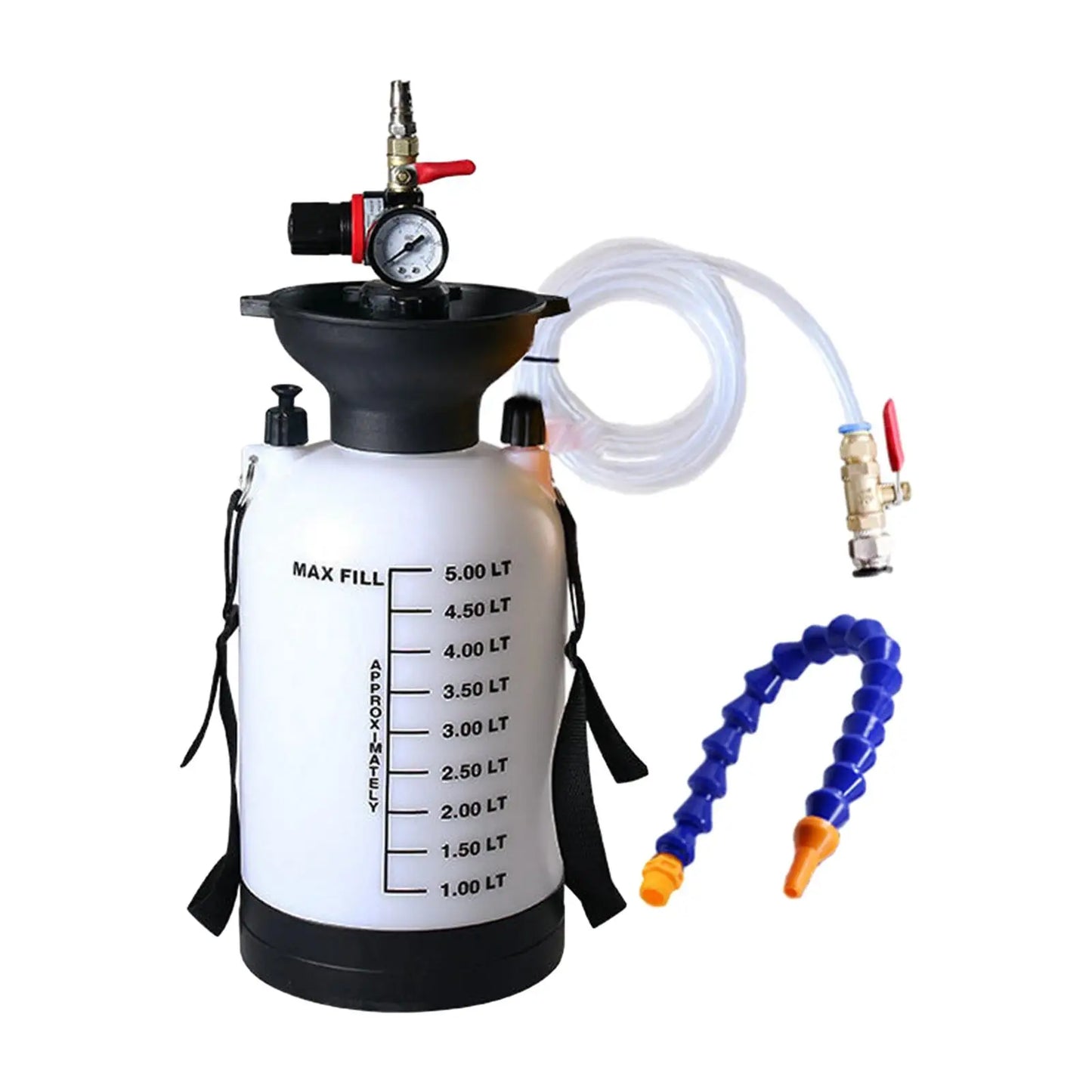 5L Pneumatic Transmission Fluid Pump Kit – Automatic Gear Oil Filler Tool with Pressure Gauge, Funnel & Adapters