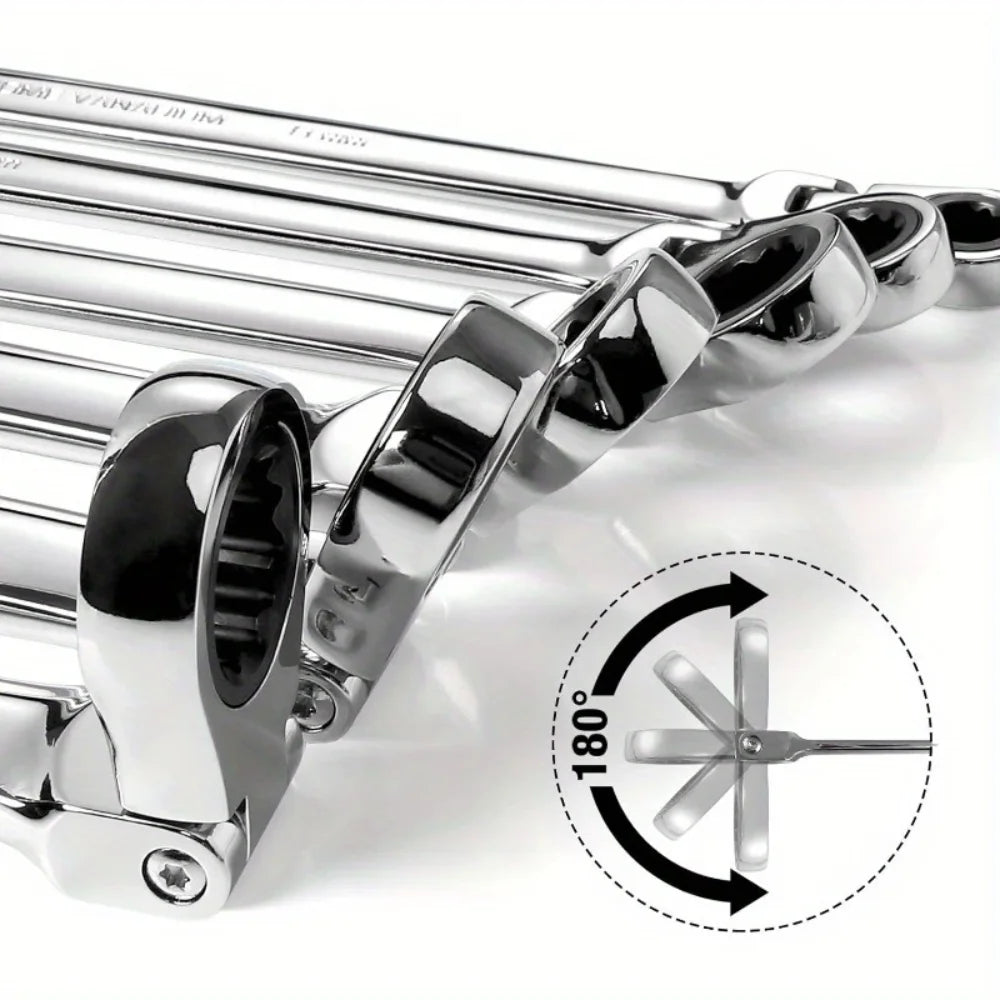 Extra Long Flex-Head Ratcheting Wrench Spanners for Car & Bike, Automotive & Garage Tools