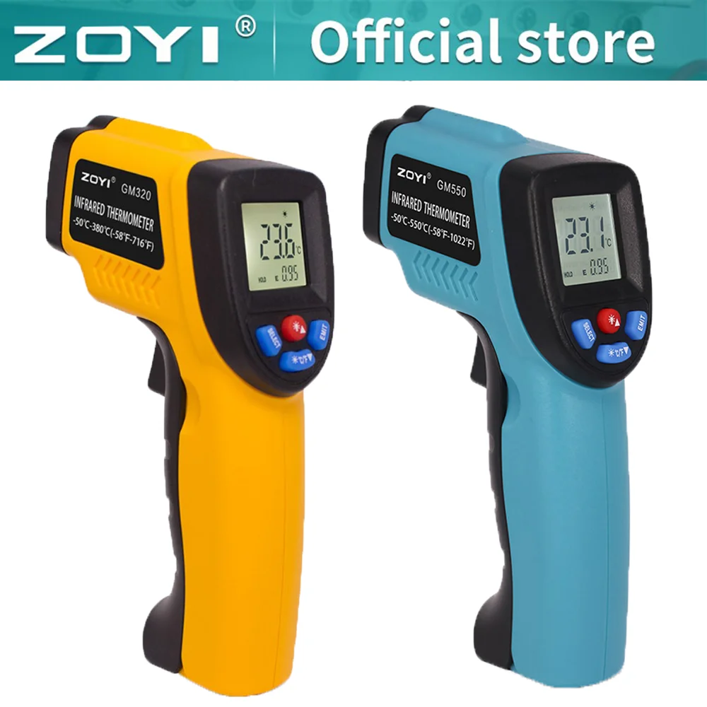 GM320 Infrared Thermometer – Non-Contact Digital Laser Temperature Gun (-50°C to 380°C) with LCD Display & Adjustable Emissivity
