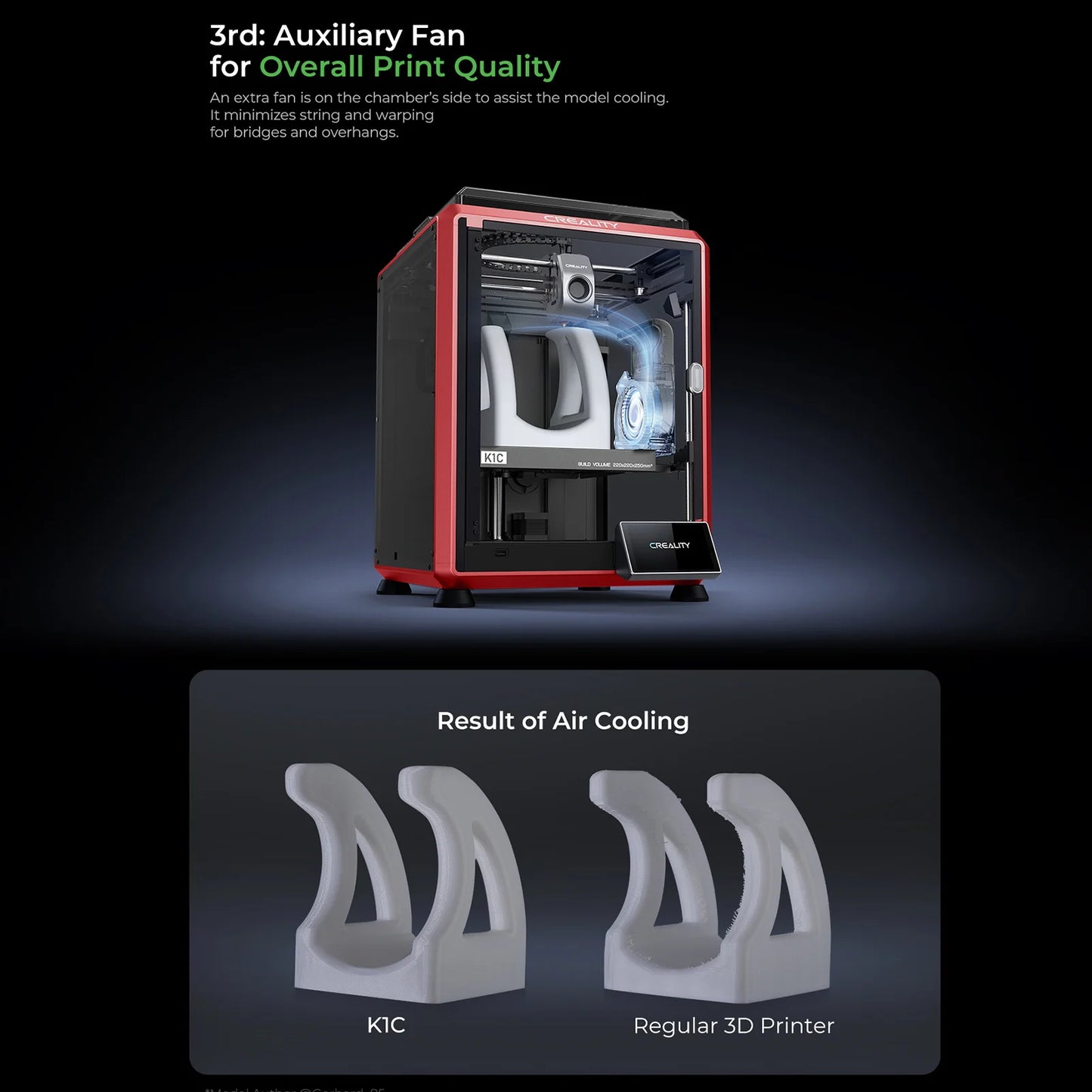 Creality K1C 3D Printer 600mm/s High Speed FDM 3D Printers  Print Size 220x220x250mm with Al Camera Observant All-Metal Hot Kit
