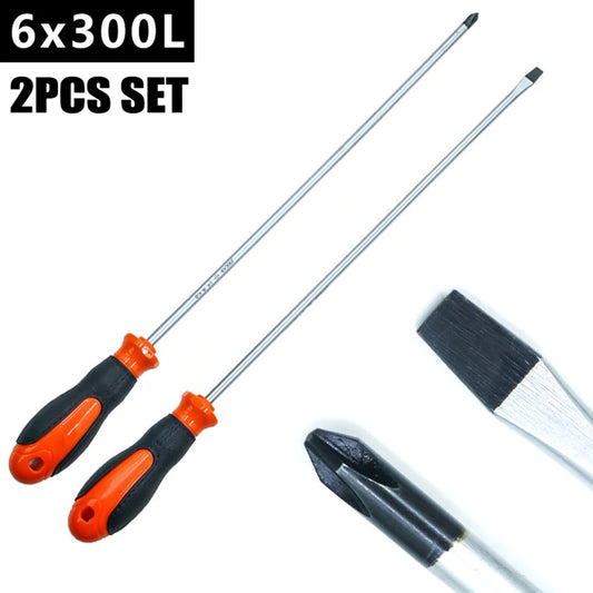 12-Inch Extra Long Magnetic Screwdriver – Heavy-Duty Cross & Slotted Options for Hard-to-Reach Areas