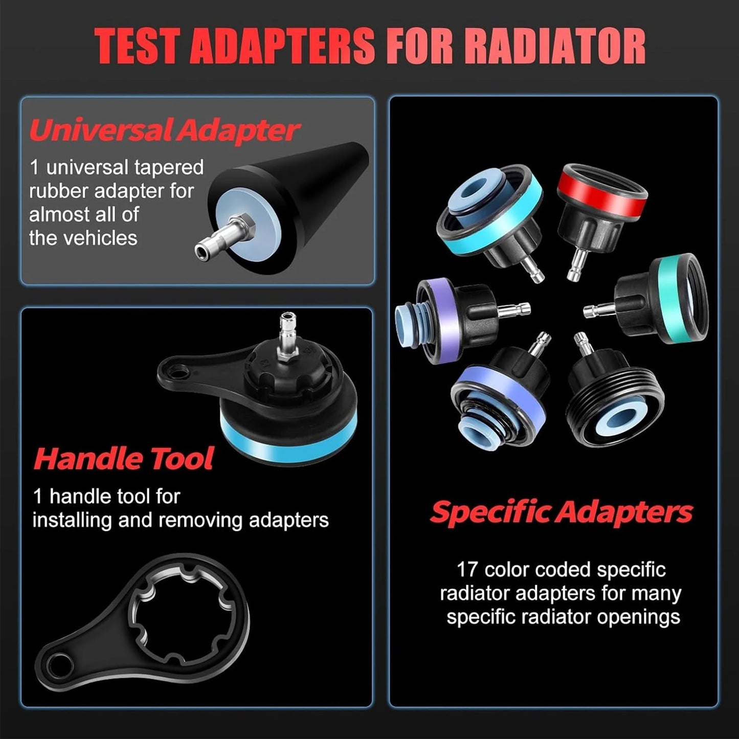 Car Radiator Leak Tester & Coolant Vacuum Refill Tool Kit – Pneumatic Radiator Pressure Test & Cooling System Purge Fill Kit