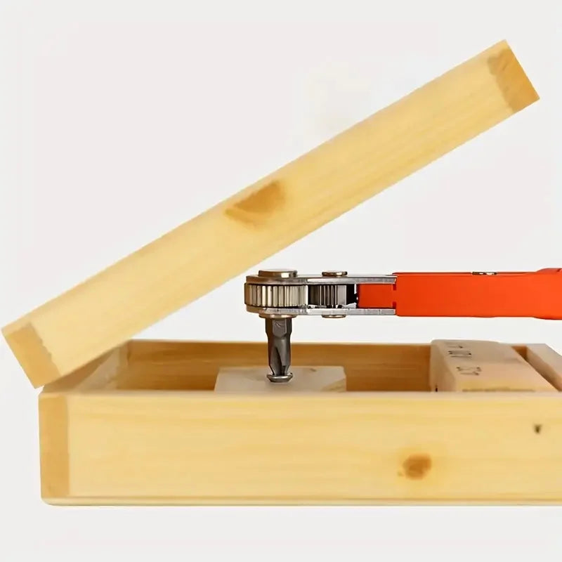 Wooden tool with a metal component on a white background