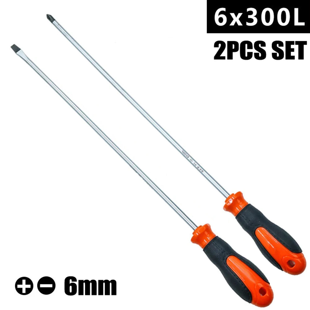 12-Inch Extra Long Magnetic Screwdriver – Heavy-Duty Cross & Slotted Options for Hard-to-Reach Areas