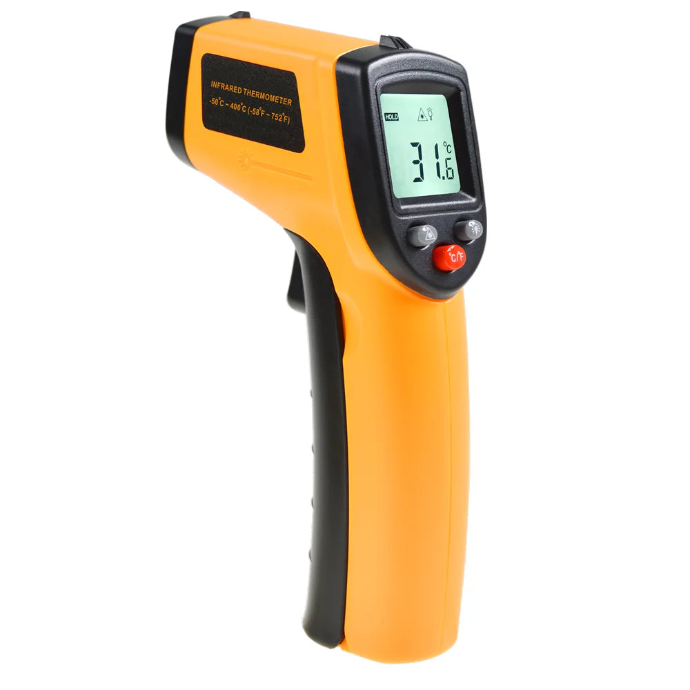 GM320 Infrared Thermometer – Non-Contact Digital Laser Temperature Gun (-50°C to 380°C) with LCD Display & Adjustable Emissivity