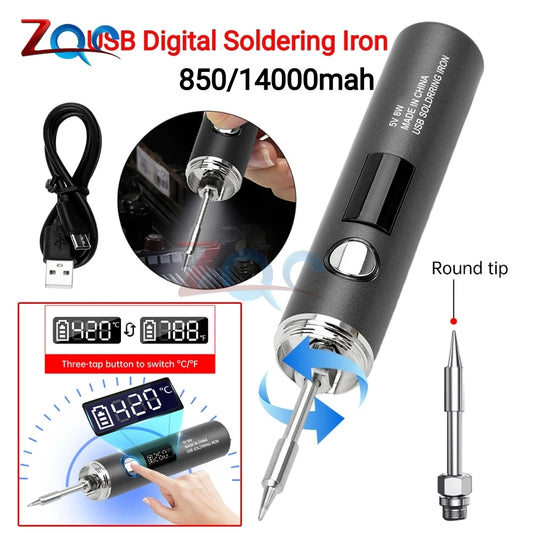 USB Rechargeable Soldering Iron – Wireless Electric Solder Iron with 5-Speed Temperature Control, Fast Charging & Replaceable Tips