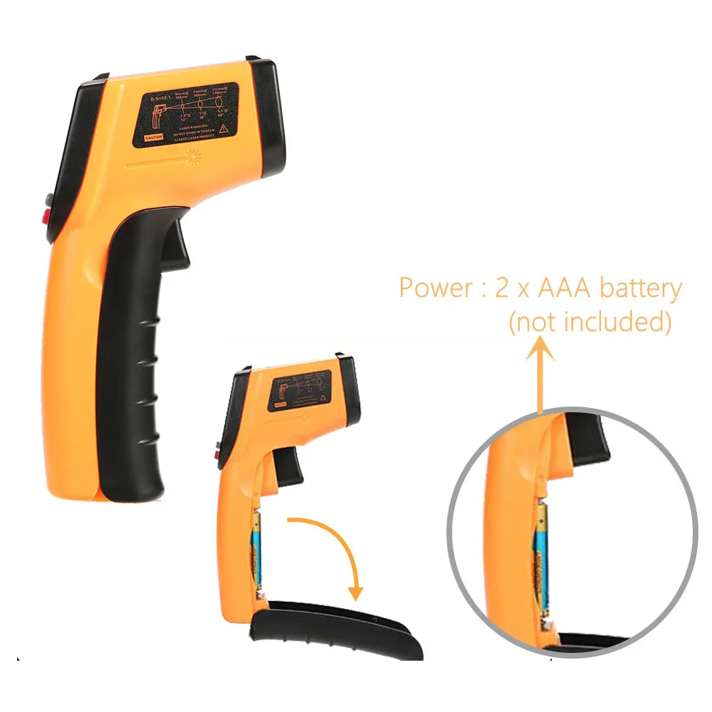 GM320 Infrared Thermometer – Non-Contact Digital Laser Temperature Gun (-50°C to 380°C) with LCD Display & Adjustable Emissivity