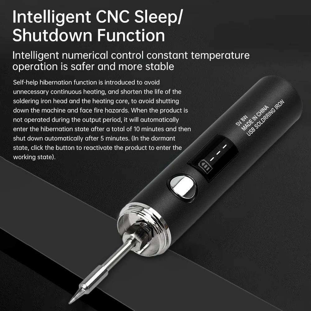 USB Rechargeable Soldering Iron – Wireless Electric Solder Iron with 5-Speed Temperature Control, Fast Charging & Replaceable Tips