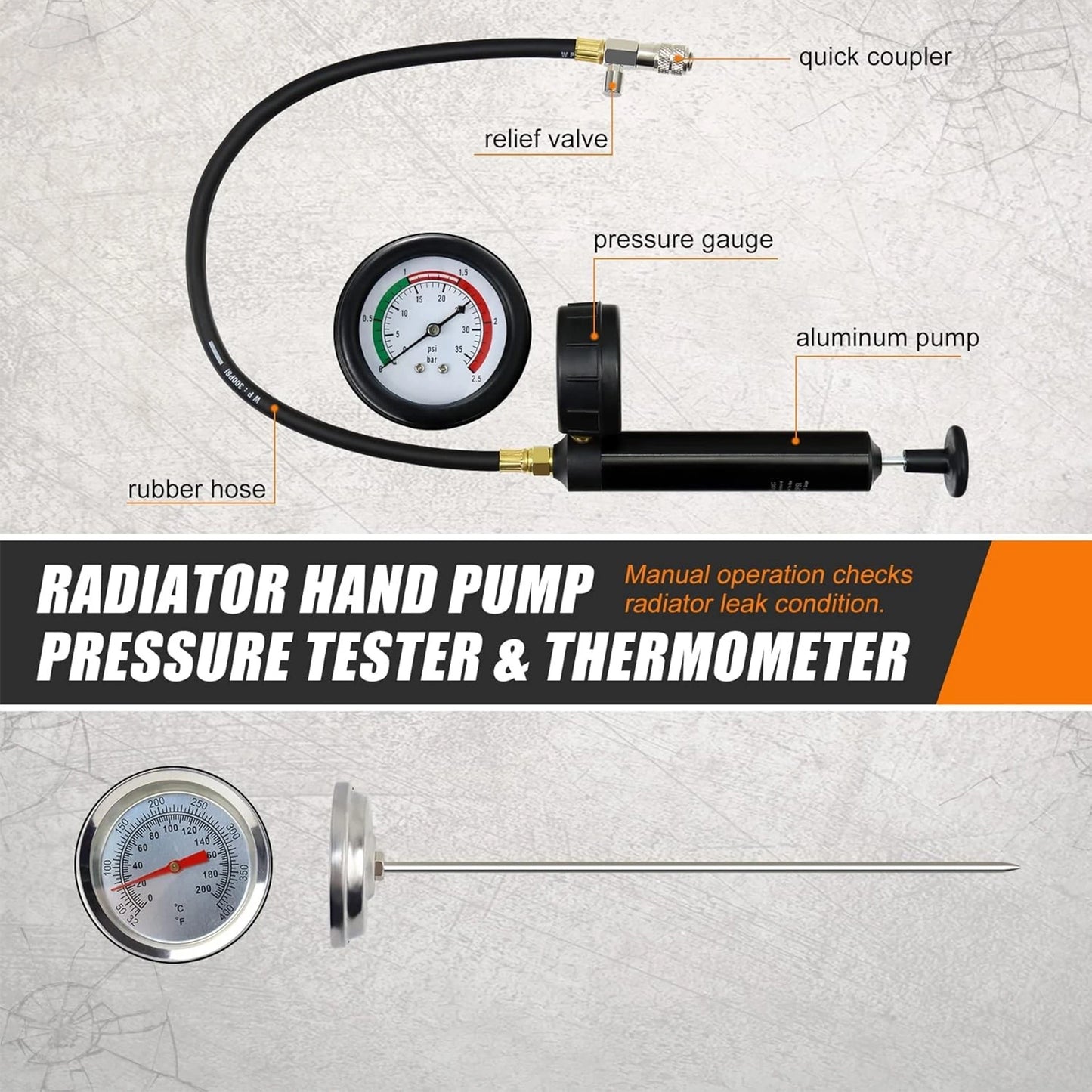 Car Radiator Leak Tester & Coolant Vacuum Refill Tool Kit – Pneumatic Radiator Pressure Test & Cooling System Purge Fill Kit