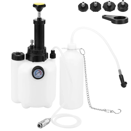 L Manual Brake Bleeder Kit – One-Person Brake & Clutch Fluid Bleeding Tool with Pressure Gauge, 4 Adapters & Waste Oil Bottle