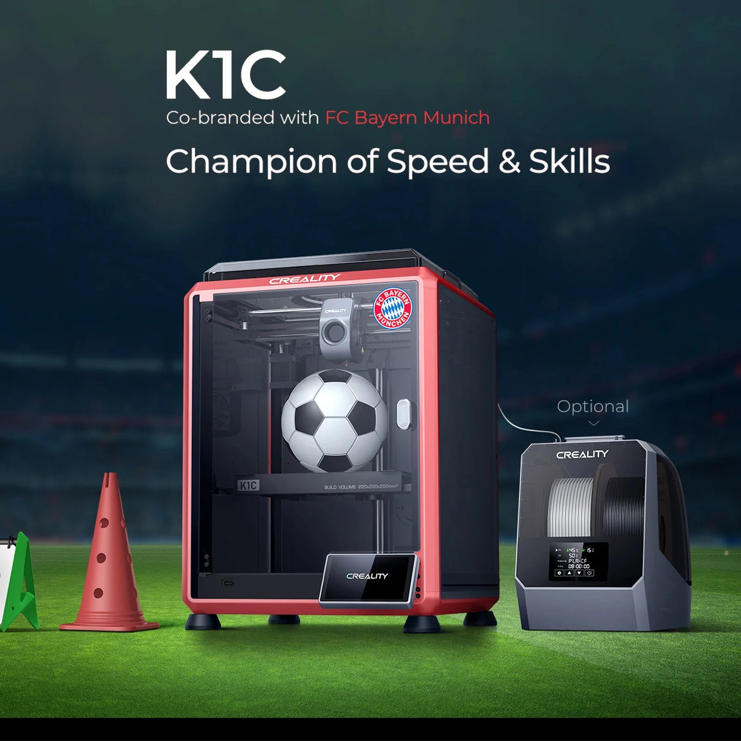 Creality K1C 3D Printer 600mm/s High Speed FDM 3D Printers  Print Size 220x220x250mm with Al Camera Observant All-Metal Hot Kit